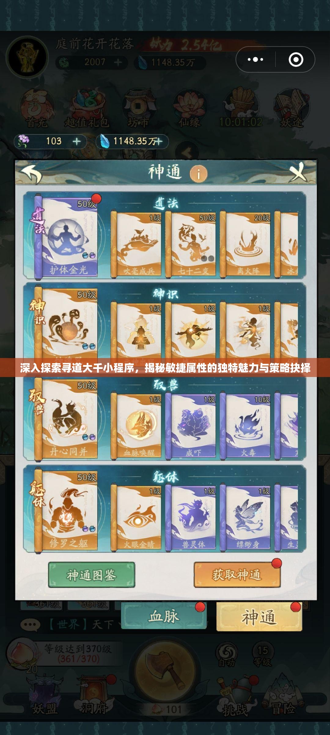 深入探索寻道大千小程序，揭秘敏捷属性的独特魅力与策略抉择