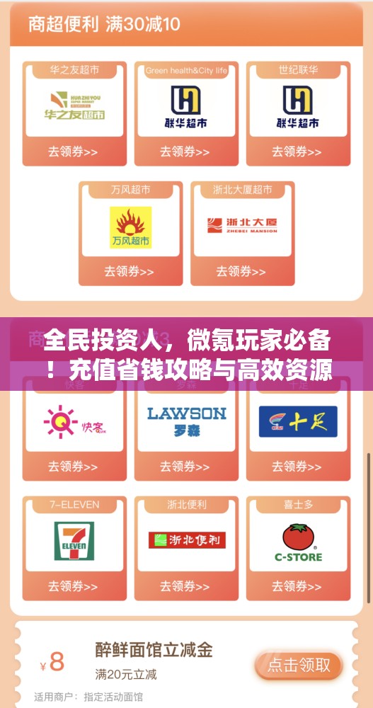 全民投资人，微氪玩家必备！充值省钱攻略与高效资源管理艺术揭秘