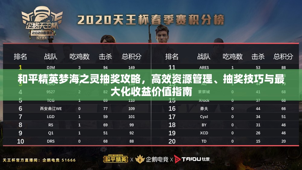 和平精英梦海之灵抽奖攻略，高效资源管理、抽奖技巧与最大化收益价值指南