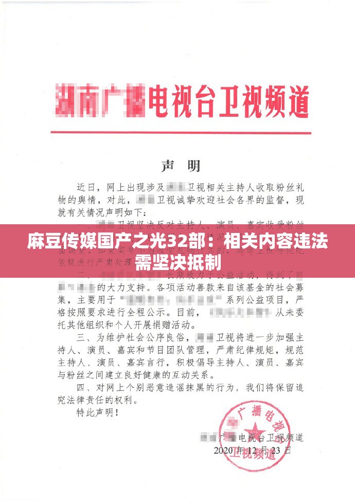 麻豆传媒国产之光32部：相关内容违法需坚决抵制