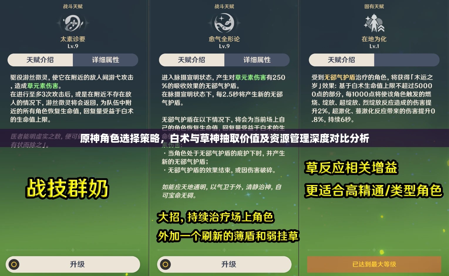 原神角色选择策略，白术与草神抽取价值及资源管理深度对比分析