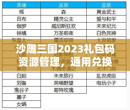 沙雕三国2023礼包码资源管理，通用兑换码合集的重要性及高效利用策略解析