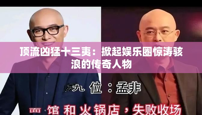 顶流凶猛十三夷：掀起娱乐圈惊涛骇浪的传奇人物