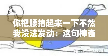你把腰抬起来一下不然我没法发动：这句神奇话语背后的故事