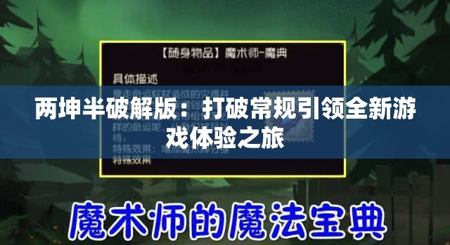 两坤半破解版：打破常规引领全新游戏体验之旅