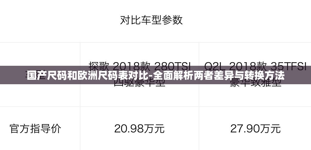 国产尺码和欧洲尺码表对比-全面解析两者差异与转换方法