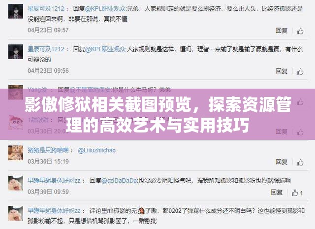 影傲修狱相关截图预览，探索资源管理的高效艺术与实用技巧