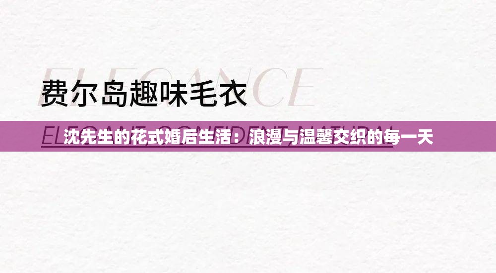 沈先生的花式婚后生活：浪漫与温馨交织的每一天