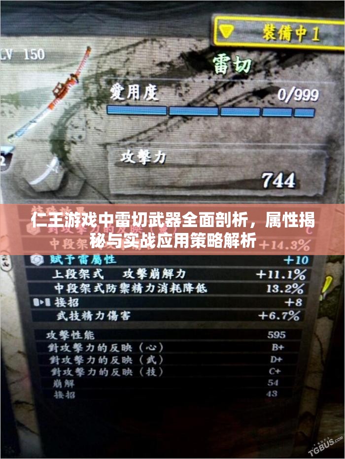 仁王游戏中雷切武器全面剖析，属性揭秘与实战应用策略解析