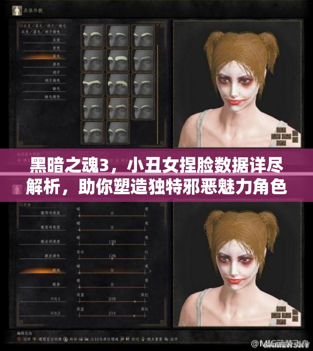 黑暗之魂3，小丑女捏脸数据详尽解析，助你塑造独特邪恶魅力角色