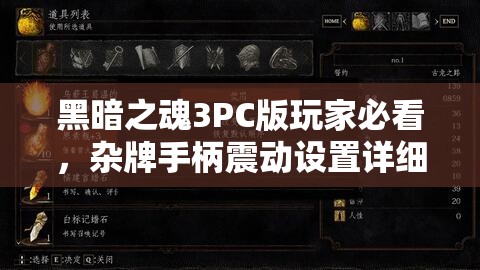 黑暗之魂3PC版玩家必看，杂牌手柄震动设置详细全攻略