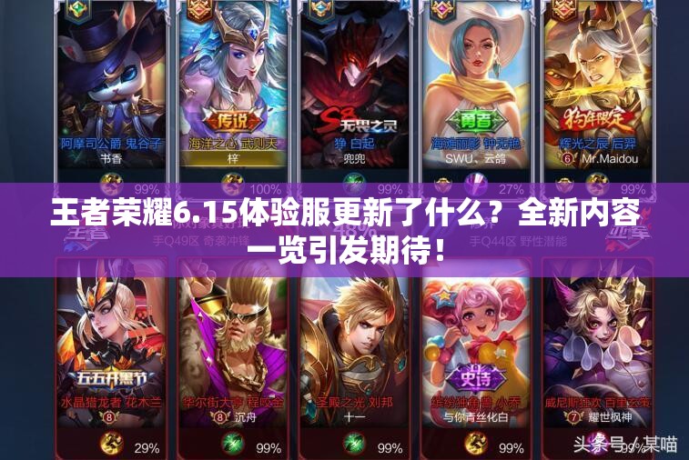 王者荣耀6.15体验服更新了什么？全新内容一览引发期待！
