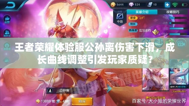 王者荣耀体验服公孙离伤害下滑，成长曲线调整引发玩家质疑？