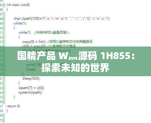 国精产品 W灬源码 1H855：探索未知的世界