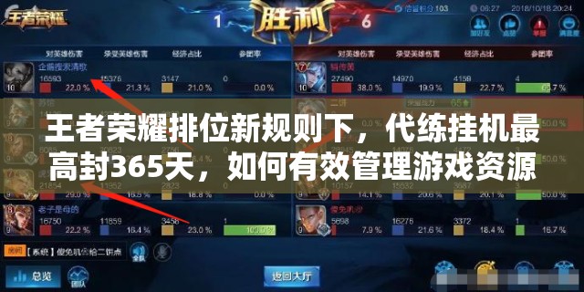 王者荣耀排位新规则下，代练挂机最高封365天，如何有效管理游戏资源？