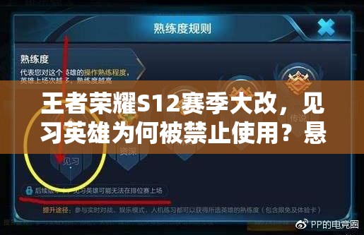 王者荣耀S12赛季大改，见习英雄为何被禁止使用？悬念揭晓！