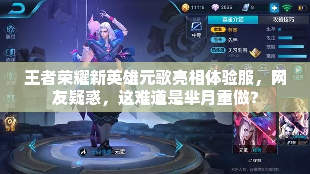 王者荣耀新英雄元歌亮相体验服，网友疑惑，这难道是芈月重做？