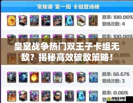 皇室战争热门双王子卡组无敌？揭秘高效破敌策略！