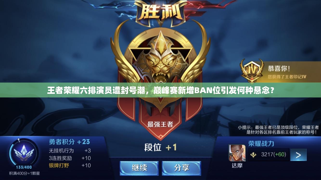 王者荣耀六排演员遭封号潮，巅峰赛新增BAN位引发何种悬念？