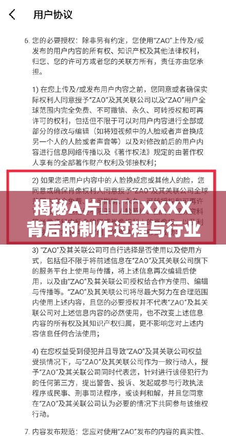 揭秘A片⭕⭕⭕⭕XXXX背后的制作过程与行业真相，全面解析其影响与争议