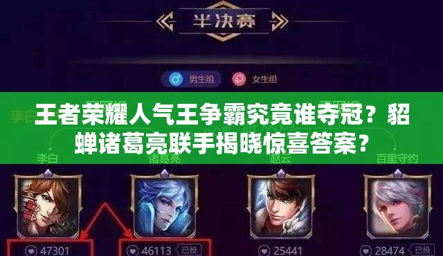 王者荣耀人气王争霸究竟谁夺冠？貂蝉诸葛亮联手揭晓惊喜答案？