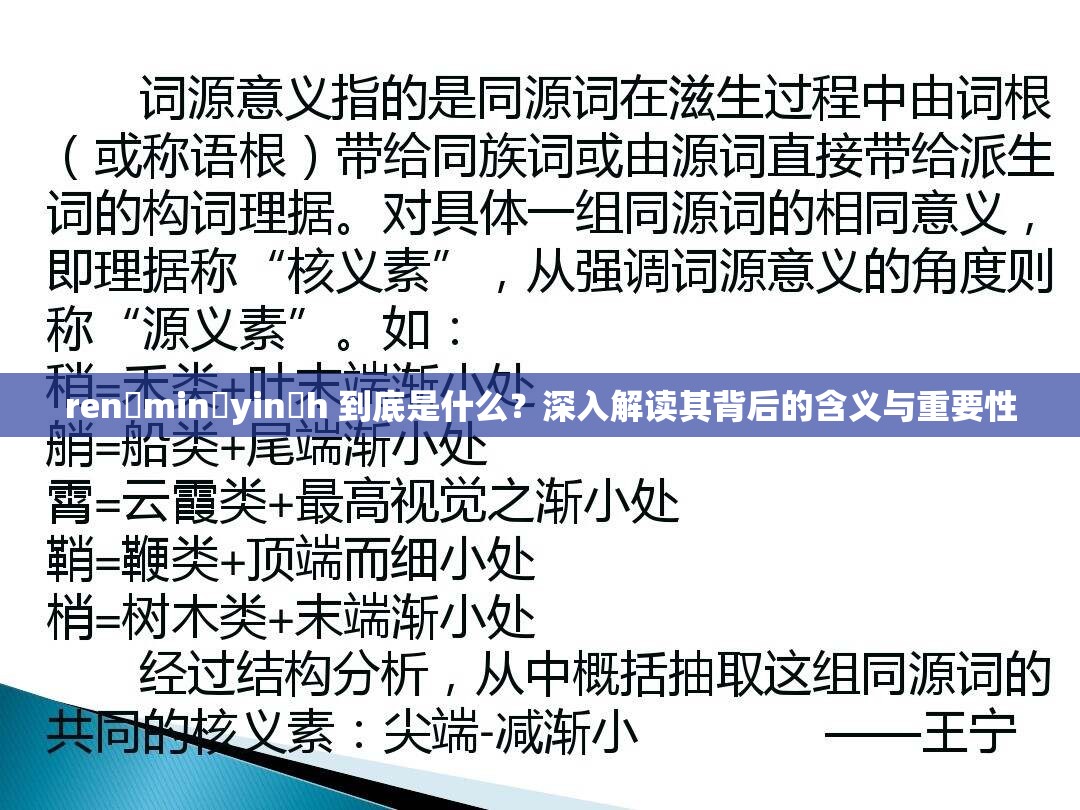 ren min yin h 到底是什么？深入解读其背后的含义与重要性