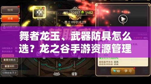 舞者龙玉、武器防具怎么选？龙之谷手游资源管理深度解析揭秘