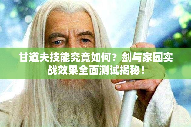 甘道夫技能究竟如何？剑与家园实战效果全面测试揭秘！