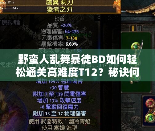 野蛮人乱舞暴徒BD如何轻松通关高难度T12？秘诀何在？