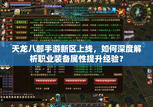 天龙八部手游新区上线，如何深度解析职业装备属性提升经验？